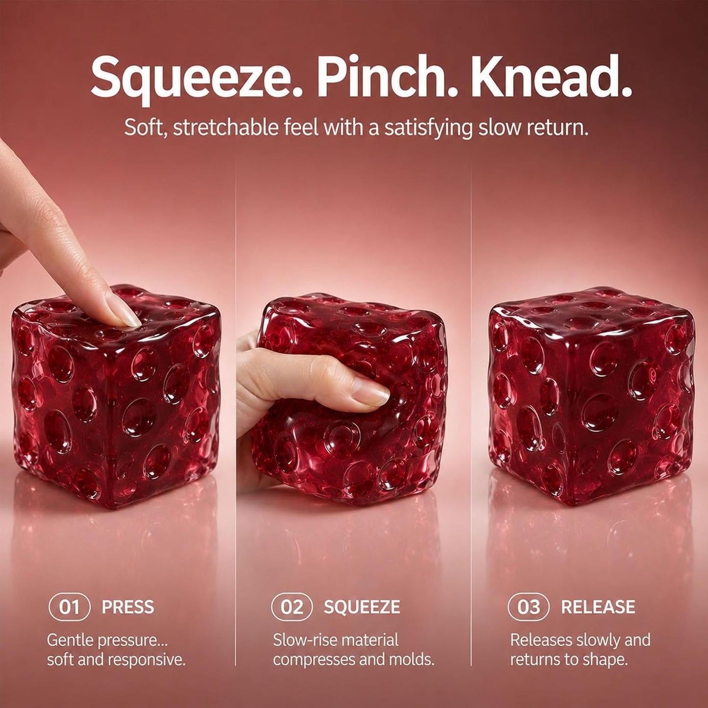 Red Cheese Block Vaseline Squishy – 2 Inch Ultra-Soft Fidget Toy